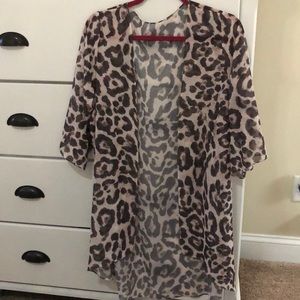 Sheer leopard kimono